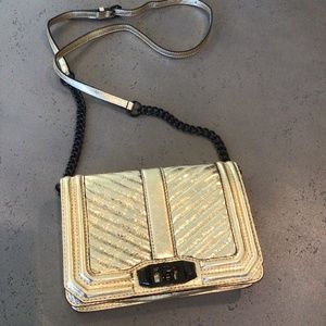 Sassy Gold Metalic Rebecca Minkoff leather crossbody or clutch bag